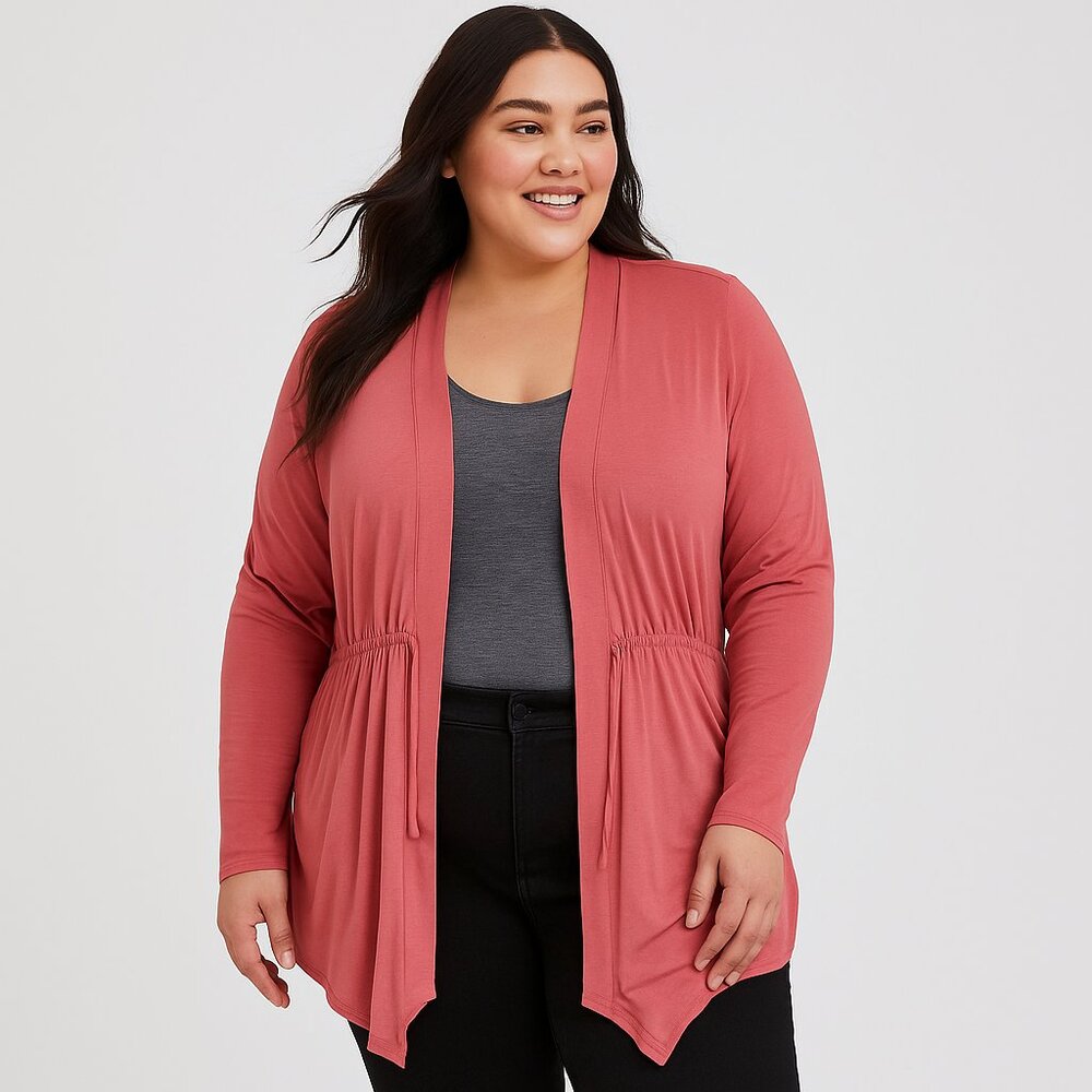 Torrid Super Soft Open Waterfall Cardigan Rose Pink Plus Size 3X Spring Layer